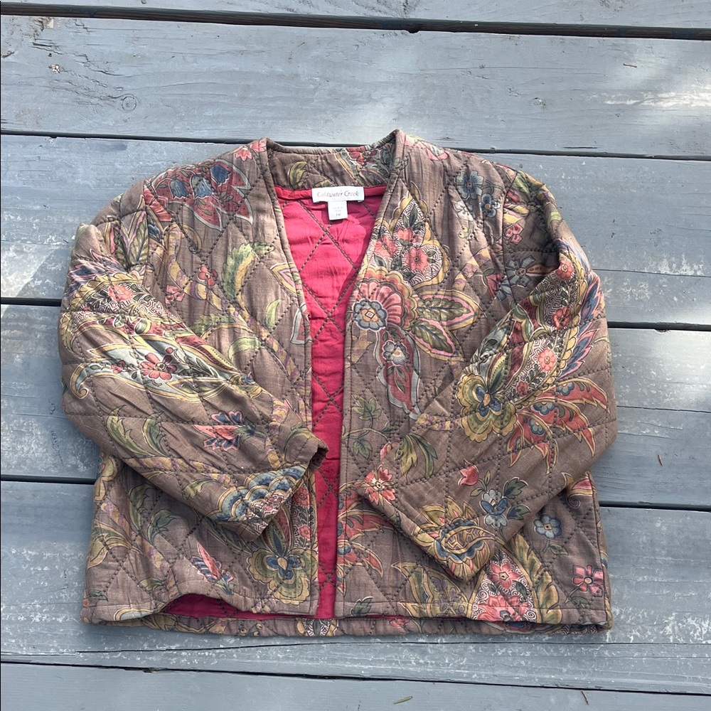 Coldwater Creek Multicolor Floral Silk blend quilted Jacket